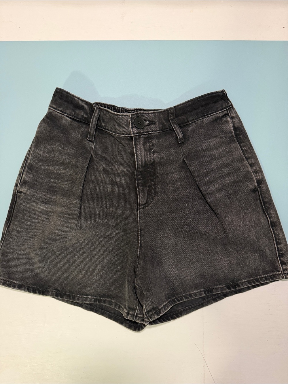 Express High Rise Black Denim Shorts Small NWOT Pockets and Elastic 100% Cotton
